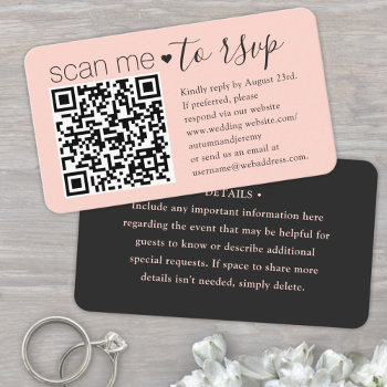 100 pack diy colors pink & black details & qr rsvp business card