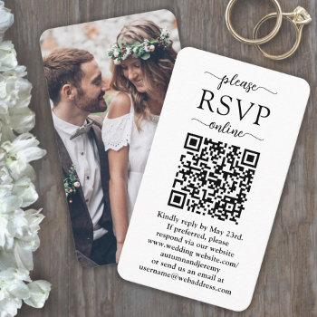 100 Pack Online Qr Rsvp & Photo Wedding Enclosure Business Card Front View