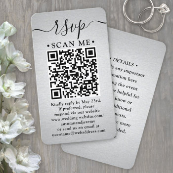100 pack qr code rsvp faux silver foil enclosure business card