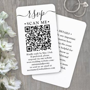 100 Pack Qr Code Wedding Rsvp & Details Enclosure Business Card Front View