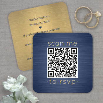 100 pack qr rsvp blue and gold wedding enclosure square business card
