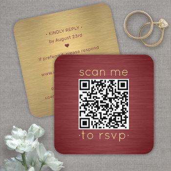 100 pack qr rsvp burgundy & gold wedding enclosure square business card