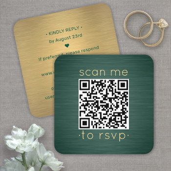 100 pack qr rsvp green and gold wedding enclosure square business card