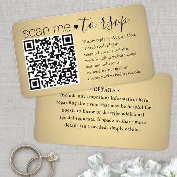 100 pack scan me qr rsvp faux gold foil enclosure business card