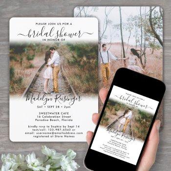 2 photo bridal shower chic modern elegant script invitation