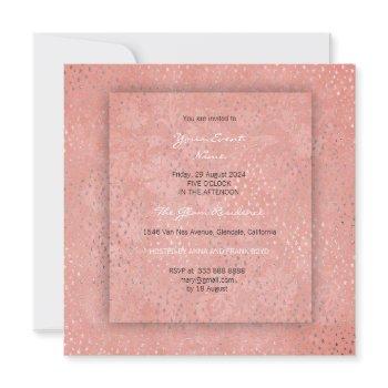 3-d peach coral silver stars damask bridal shower invitation