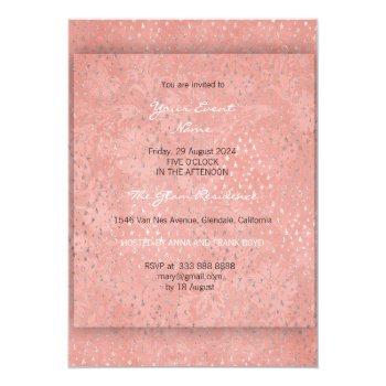 3-d Peach Coral Silver Stars Damask Front View