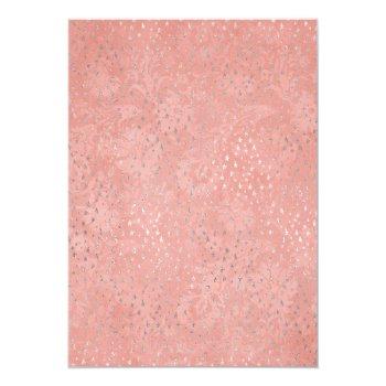 3-d Peach Coral Silver Stars Damask Front View