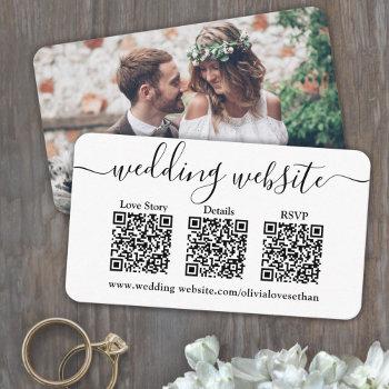 3 qr codes wedding website & rsvp photo response enclosure card