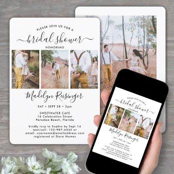 4 photo elegant modern calligraphy bridal shower invitation