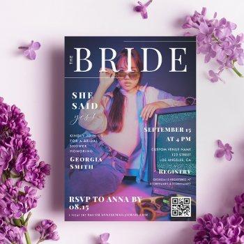 70s magazine newspaper custom photo bridal shower invitation