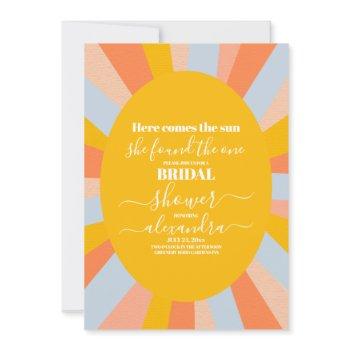 70s retro here comes the sun bridal shower  invitation