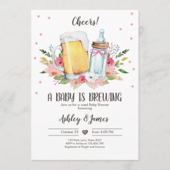 a baby is brewing girl cheers coed baby shower invitation