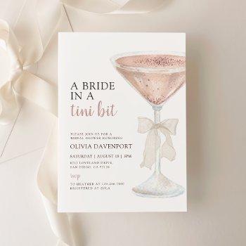 a bride in a tini bit martini bridal shower invitation