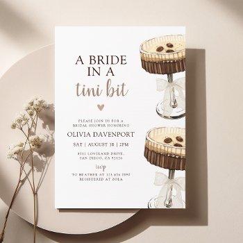 a bride in a tini bit martini bridal shower invitation