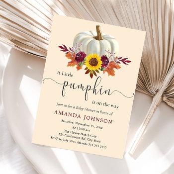 a little pumpkin autumn fall baby shower invitation