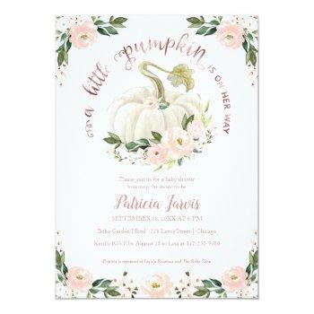 A Little Pumpkin Floral Baby Shower Invitation Front View