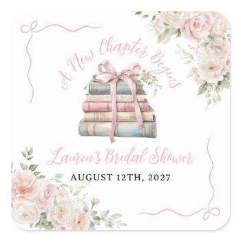 a new chapter begins bridal shower  square sticker
