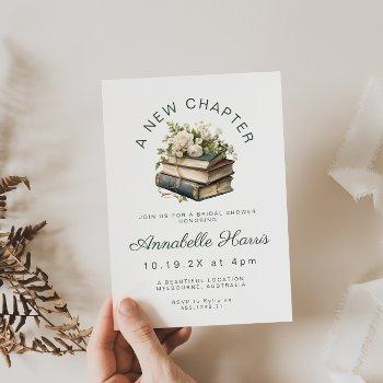 a new chapter bridal shower floral invitation