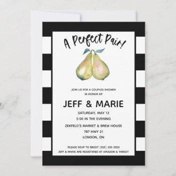 a perfect pair!  modern pear couples bridal shower invitation