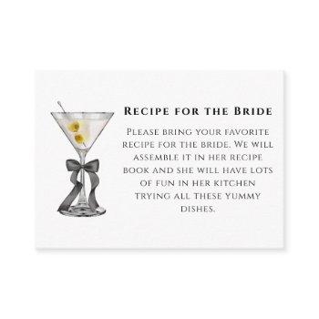 a tini bit dirty martini black bow recipe request enclosure card