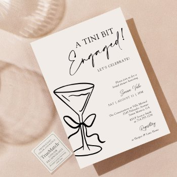 a tini bit engaged black bow martini bridal shower invitation