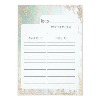 Abstract Aqua Ombre Fade With Frosted Gold Glitter Announcement Postcard Front View