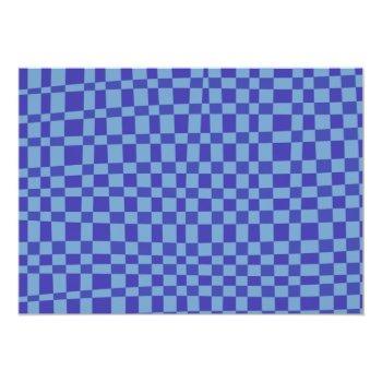 Abstract Checkerboard Blue Custom Bridal Shower Thank You Card Front View