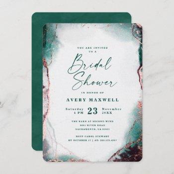 abstract ethereal emerald green bridal shower invitation