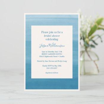 abstract ombre gradient ocean blue bridal shower invitation