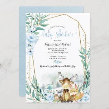 adorable woodland floral greenery baby shower invitation