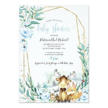 Adorable Woodland Floral Greenery Baby Shower Invitation Front View