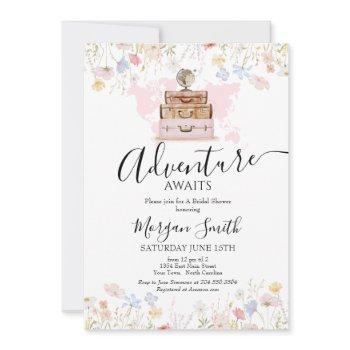 adventure awaits bridal shower, travel shower invitation