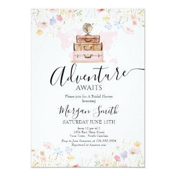 Adventure Awaits Bridal Shower, Travel Shower Invitation Front View
