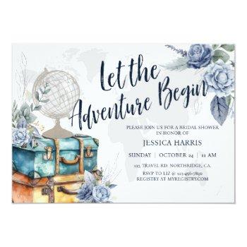Adventure Awaits Bridal Shower, Travel Theme Invitation Front View