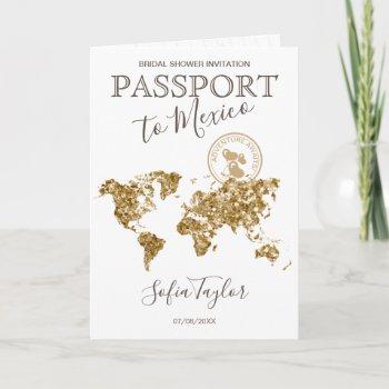 adventure awaits passport map travel bridal shower invitation