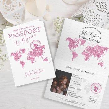 adventure awaits passport map travel bridal shower invitation