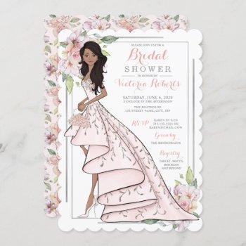 african american bride in gown bridal shower invitation
