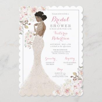 african american bride in gown bridal shower invitation
