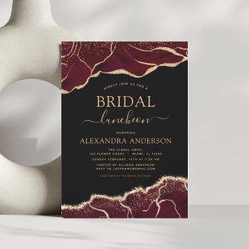 Agate Burgundy Bridal Shower Luncheon Gold Invitat Invitation Front View