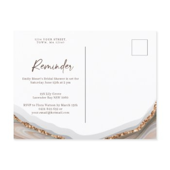 agate stone marble bridal shower reminder rsvp invitation postcard