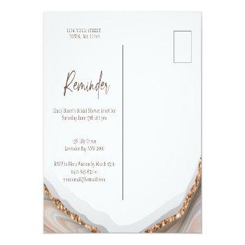 Agate Stone Marble Bridal Shower Reminder Rsvp Invitation Postcard Front View