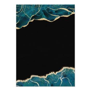 Agate Turquoise Bridal Shower Teal Gold Blue Invit Invitation Front View