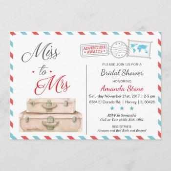 airline bridal shower invitations red blue travel