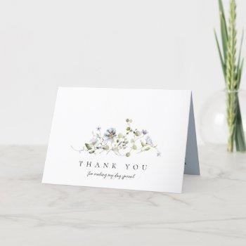 airy blue floral | bridal shower photo thank you card