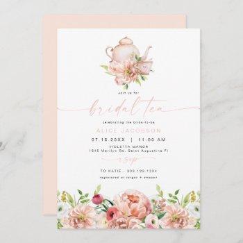 alice blush floral bridal tea party brunch shower invitation