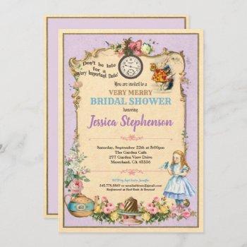alice in wonderland bridal shower invitaion pink invitation