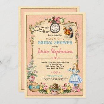 alice in wonderland bridal shower invitaion pink invitation