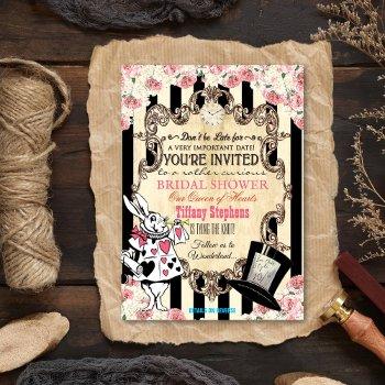 alice in wonderland bridal shower invitation