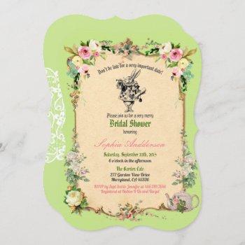alice in wonderland bridal shower invitation green